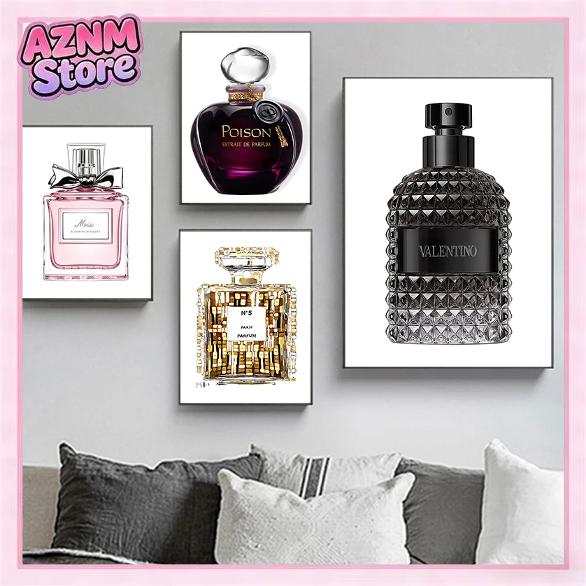 Perfume Fragrance House - 1 ชิ้น ภาพพิมพ์บนผ้าใบ ลายขวดน้ำหอมผู้หญิง สไตล์มินิมอล ภาพพิมพ์นอร์ดิก