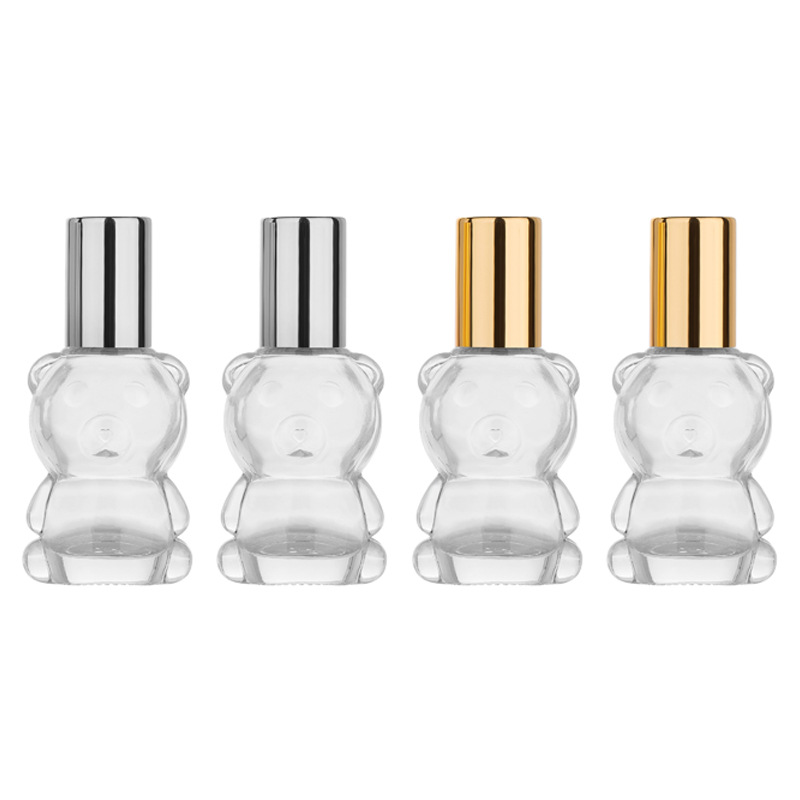 Perfume Fragrance Book - ขวดแก้วน้ํามันหอมระเหยที่ว่างเปล่าล้างรูปหมีลูกกลิ้งเหล็ก Vial รีฟิลแต่งหน้าบรรจุภัณฑ์ 8ML น้ําหอมม้วนบนขวด