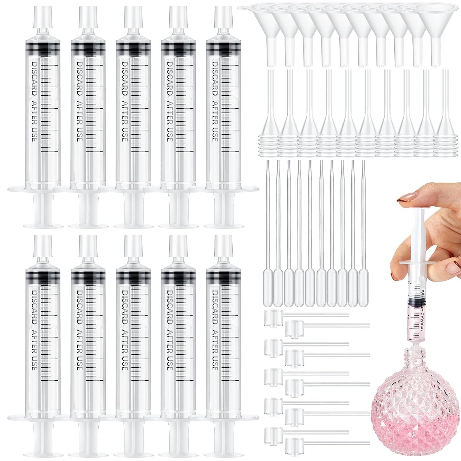 Perfume Fragrance Book - 25/50PCS น้ําหอมเติมปั๊มเครื่องมือ Transfer ชุดรวมทั้งช่องทาง,ปั๊มจ่าย,เข็มฉีดยา,Dropper และบีบหยด
