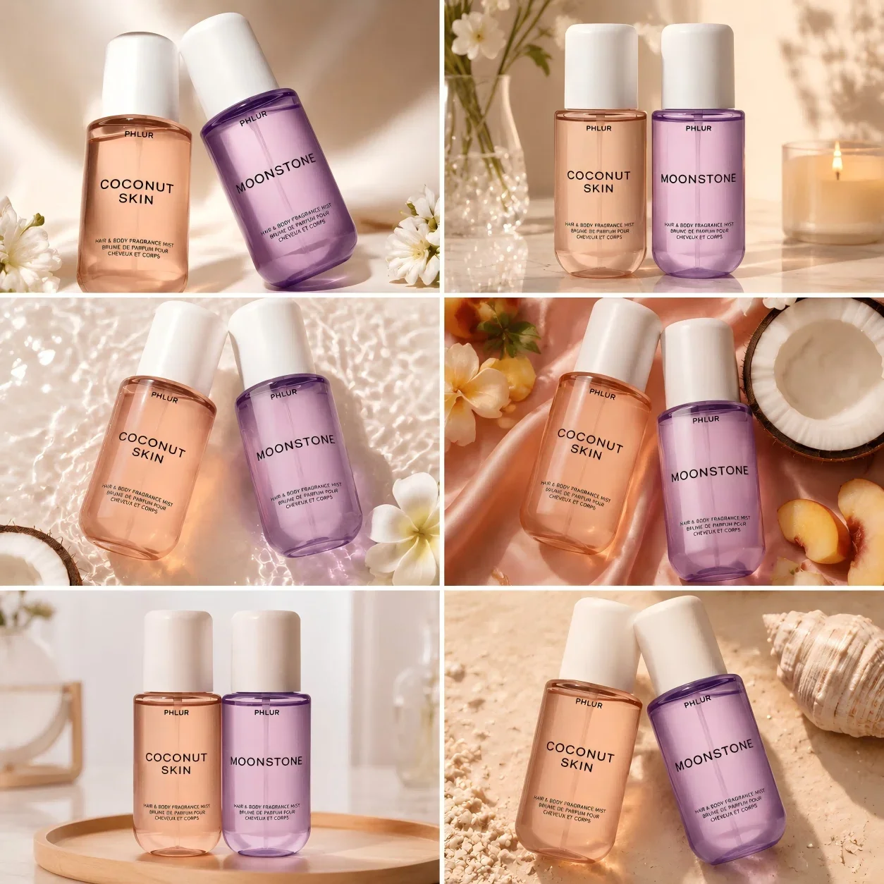 You Perfume Fragrance - ชุดสเปรย์น้ำหอมสำหรับผมและผิวกาย PHLUR Coconut Skin & Moonstone,