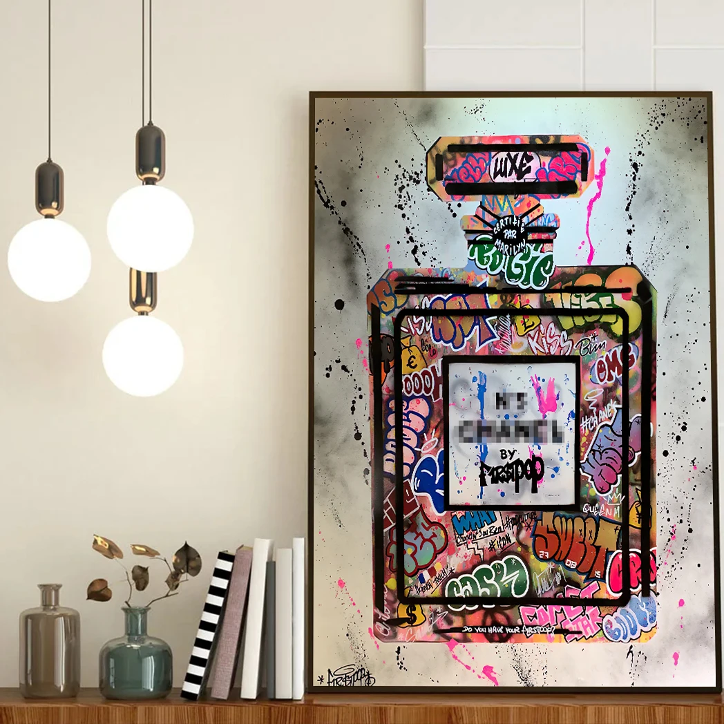 Perfume Fragrance House - ภาพพิมพ์บนผ้าใบลายกราฟฟิตี้สไตล์หมึกพิมพ์ลายน้ำหอมสำหรับตกแต่งบ้านและห้อง